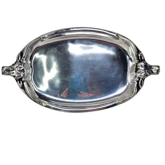 Arthur Court Oval Serving Tray With Longhorn Bull Head Handles 11x6 inches - Picture 1 of 11